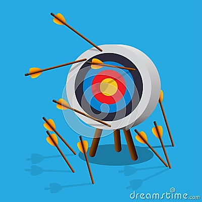 Arrows missing target.Failing to hit the target. Vector Illustration