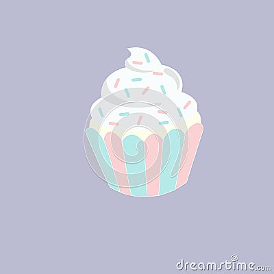 Cupcake icon. Flat illustration of sweet muffin. Cartoon Illustration
