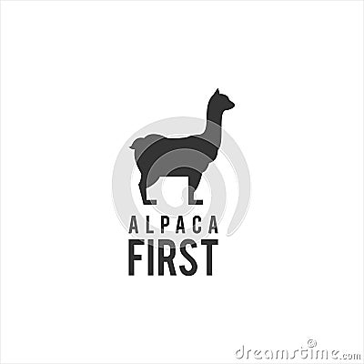 Simple black bold animal alpaca logo icon design idea Vector Illustration