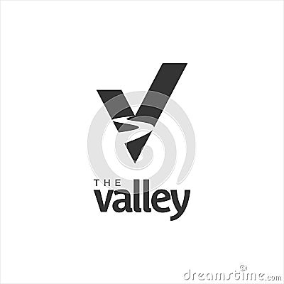 Simple V monogram of valley for logo design idea Vector Illustration
