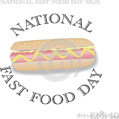 National Fast Food Day Sign Vector Illustration