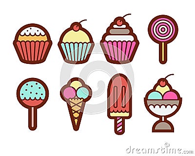 Colorful set of sweets Vector Illustration