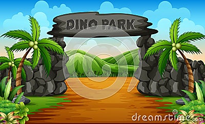 A dino park entrance background Vector Illustration