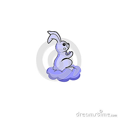 Rabbit on the clouds, Logo template Vector Illustration