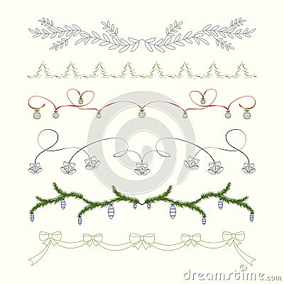 Set of Christmas Dividers Vector Illustration