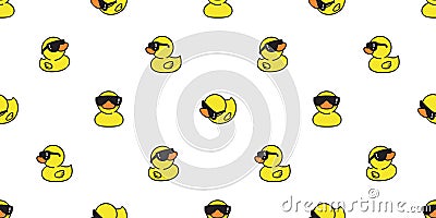 Duck vector icon logo rubber duck sunglasses shower bath cartoon scarf isolated repeat wallpaper tile background illustration bird Vector Illustration