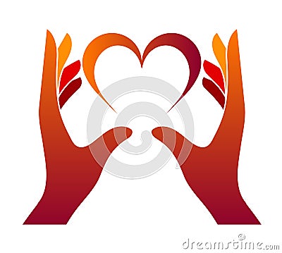 Hands holding a heart. Vector Illustration