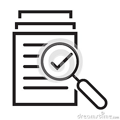 Magnifying glass like check assess. scrutiny plan vector icon Vector Illustration