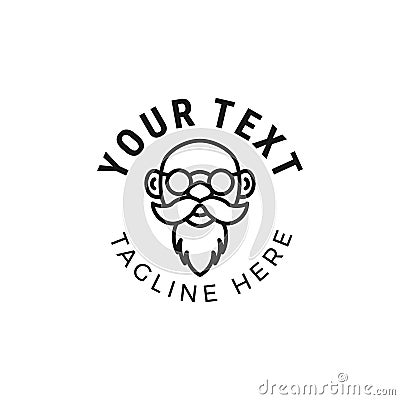 Mono line old man face logo Stock Photo
