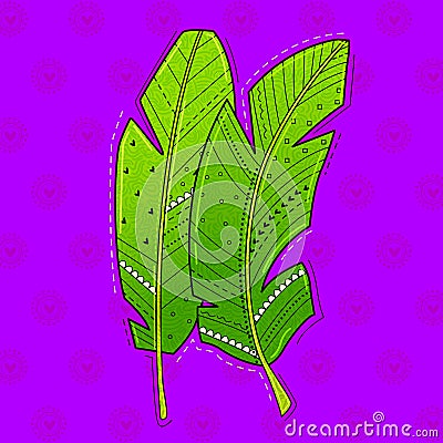 Illustration of desi indian art style banana leaf. Stock Photo