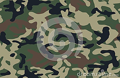 Vector camouflage green khaki pattern background, camo seamless. Classic military clothing Vector Illustration