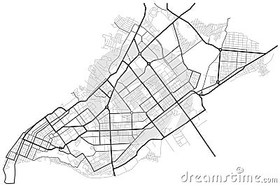 City map - town streets on the plan. Map of the scheme of road. Urban environment, architectural background Vector Illustration