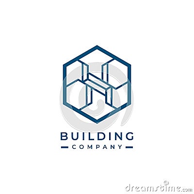 Building company vector logo. Building icon. Geometric real estate logo. Properties emblem Vector Illustration