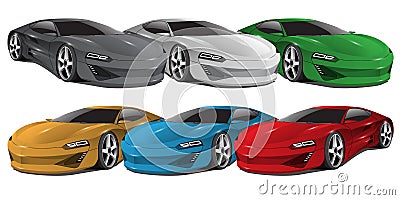 Realistic car sport collection 3D on white background vector Vector Illustration