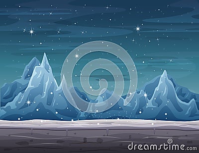 Iceberg landscape on winter season with snowfall Vector Illustration