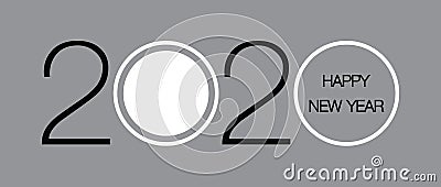 Flat calendar year 2020 icon. Happy New year. Happy New Year 2020. Tear-off calendar icon in flat style on gray background. Cartoon Illustration