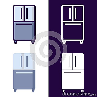 Refrigerator Fridge Icon Set - Home Appliance Vector Illustration