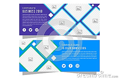 Set of vector web banners with blue gradients, Vector Illustration