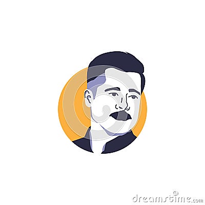 Brad Pitt face vector illustration isolated, known as great movie actor in hollywood Vector Illustration