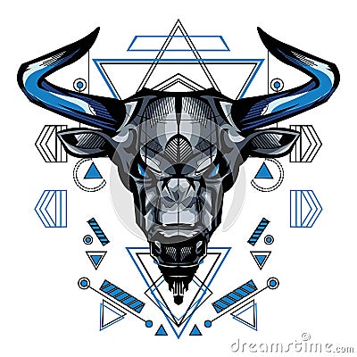 Mythical bull buffalo with Sacred Geometry Pattren Stock Photo