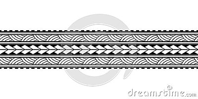 Maori polynesian tattoo bracelet. Tribal sleeve seamless pattern vector. Samoan border tattoo design fore arm or foot. Armband tat Vector Illustration