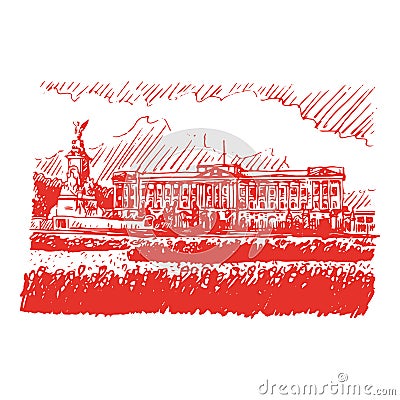 Buckingham Palace. London, England, UK. Vector outline illustration Stock Photo