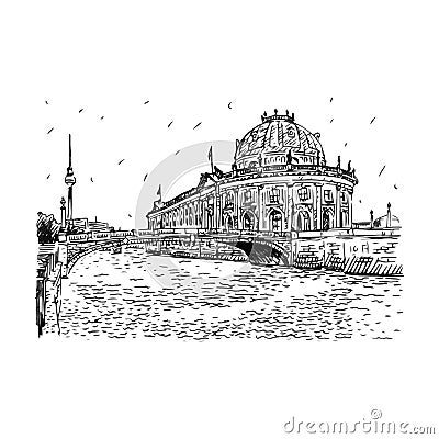 Museum. Berlin, Germany. Vector outline illustration Stock Photo