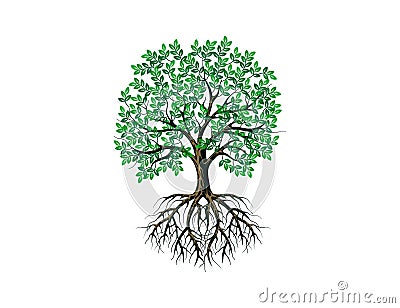 Abstract vibrant tree logo design, tree and roots vector isolated Vector Illustration