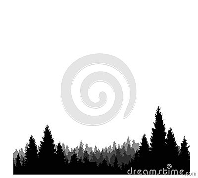 Cool Black Shilouette Landscape View of Trees Forest Nature Cartoon Stock Photo