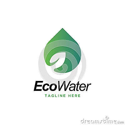 Eco water logo design vector template.water drop with leaf symbol. Vector Illustration