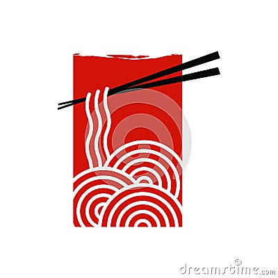Noodle logo with red rectangle Vector Illustration