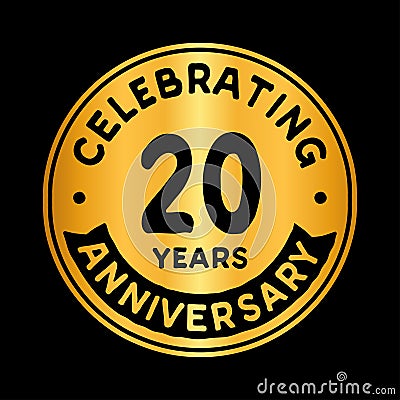 20 years celebrating anniversary design template. Twentieth anniversary logo. Vector and illustration. Cartoon Illustration