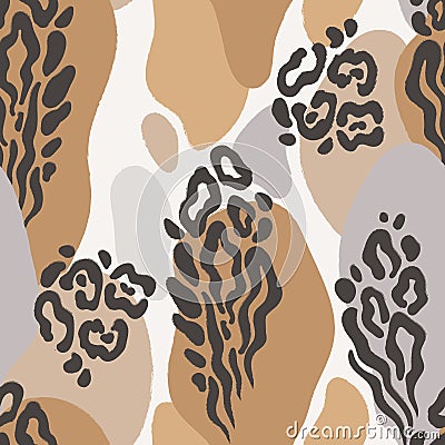 Animal print abstract seamless pattern in memphis style. Vector Illustration