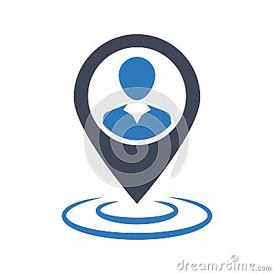 Business location icon. businessman placement. Vector Illustration