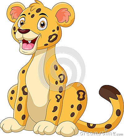 A cute cartoon cheetah sitting Vector Illustration