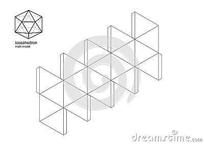 3d model maths shapes Patterns print perfectly on A4 and Vector Illustration