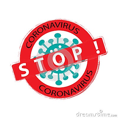 Icon with Grunge Coronavirus Stamp. Vector Illustration