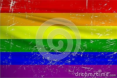 Grunge Lgbt flag. Trans flag with waving grunge texture. Vector Illustration