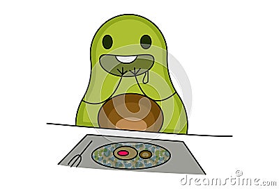 Vector Cartoon Illustration Of Avocado Fruit Vector Illustration