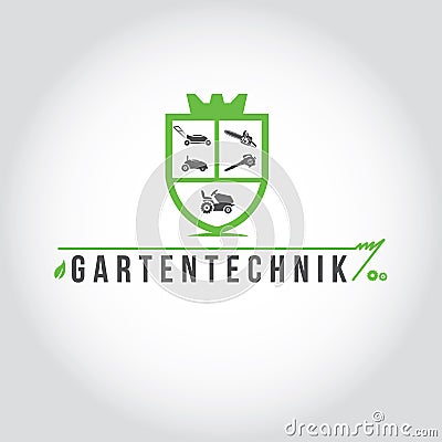 Garden machines vector logo. Garden machines illustration Vector Illustration