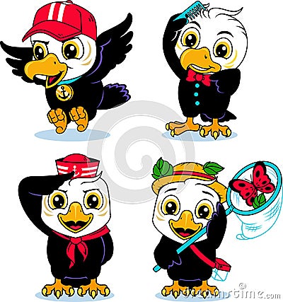 Eagle child set illustrator Vector Illustration