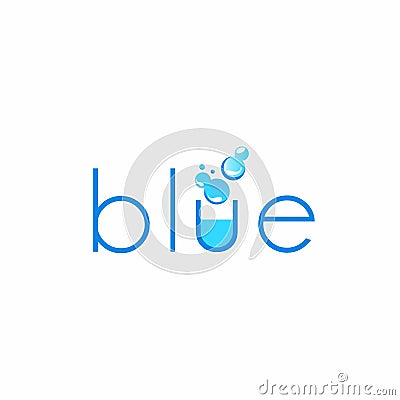 Blue writing design that contained a picture of a laboratory bottle shape Vector Illustration