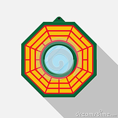 Bagua feng shui mirror. Vector Illustration