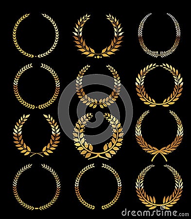 Round Label with Laurel Wreath Vector Illustration