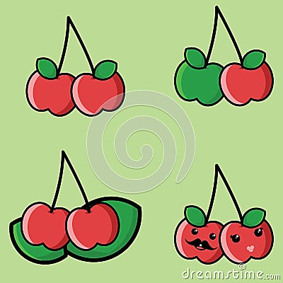 Cute Cherry Mascot Vector Illustration Vector Illustration