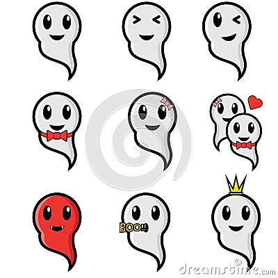 Ghost mascot vector illustration. Cute Cartoon Character. Vector Illustration