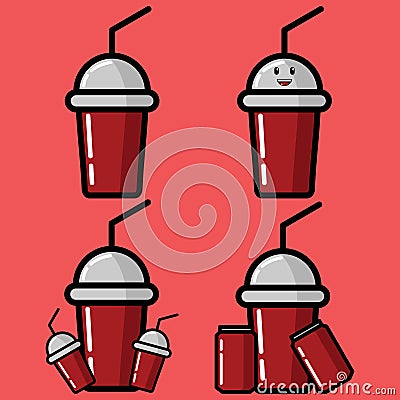 Cute Drink Vector Illustration Set 4 Vector Illustration