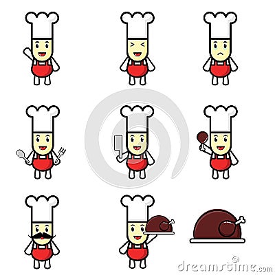 Chef Vector Illustration Set 9 Mascot Vector Illustration