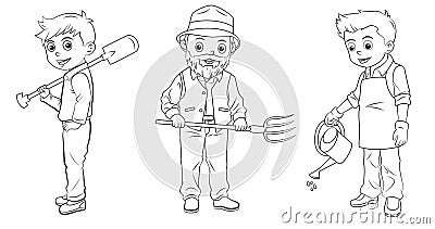 Collection of cartoon farmer Vector Illustration