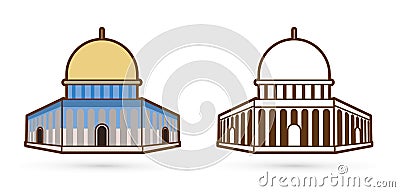 Dome of the rock icon, Israel cartoon graphic Vector Illustration